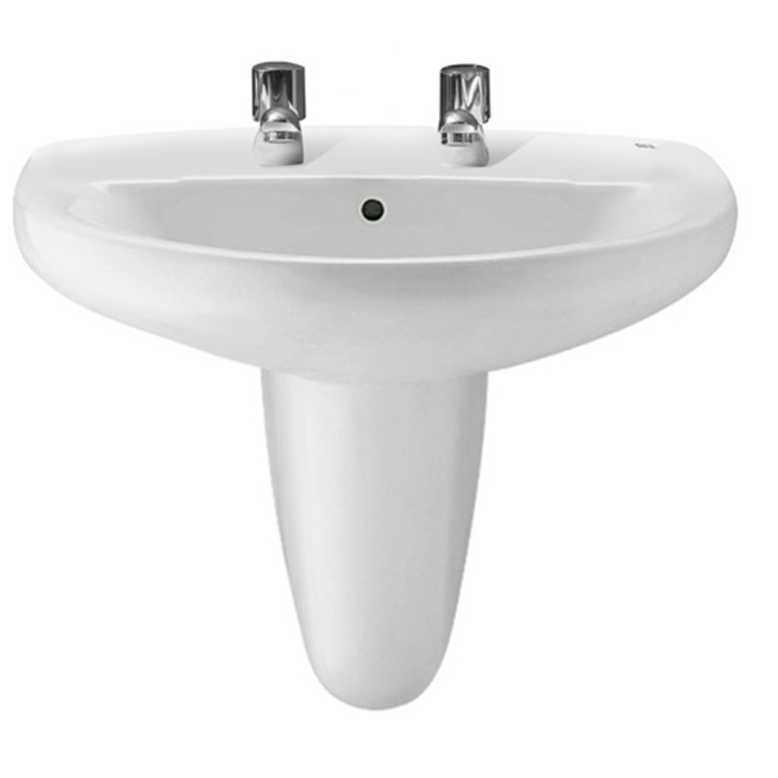 Roca Laura 560mm 2 Tap Hole Basin & Semi Pedestal