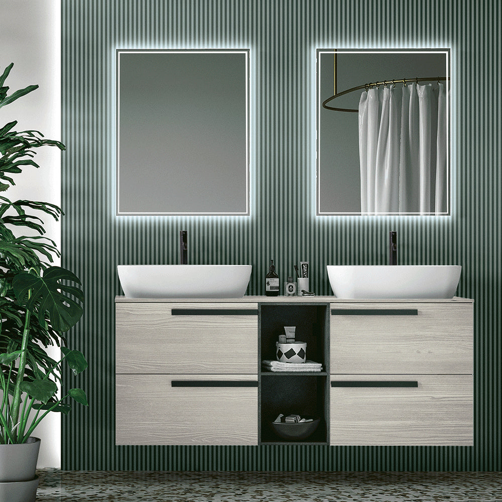 Linea 150 Double Drawer Wall-Hung Vanity Unit Combination