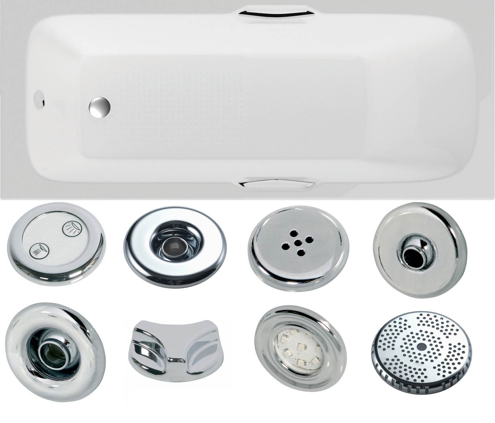 Virginia Twin Gripped Bath - Whirlpool Option 3
