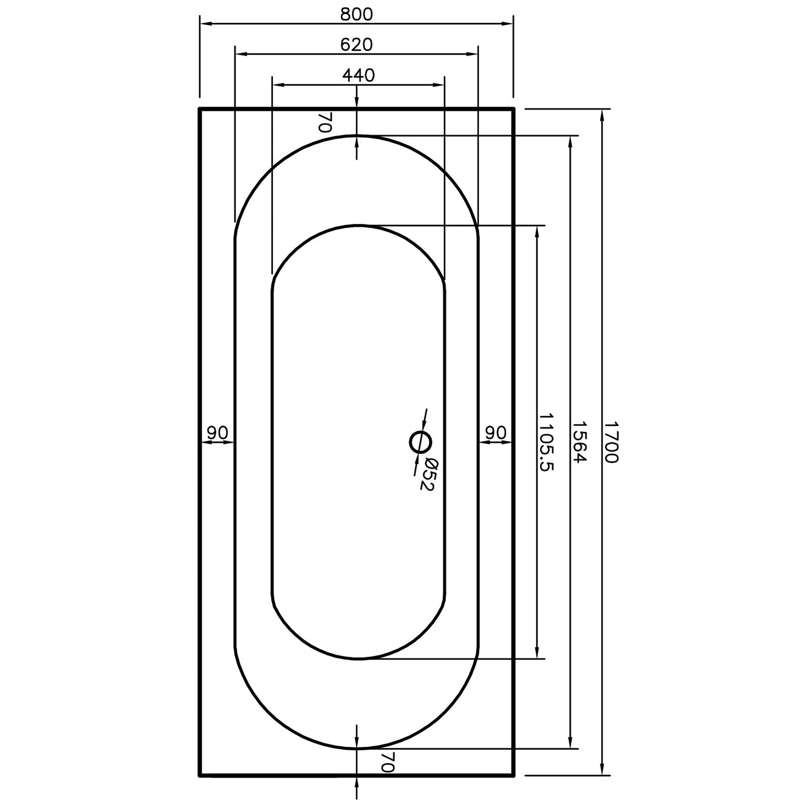 Alaska Single Ended Bath - Whirlpool Option 1