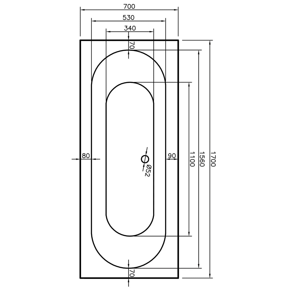 Alaska Single Ended Bath - Whirlpool Option 1
