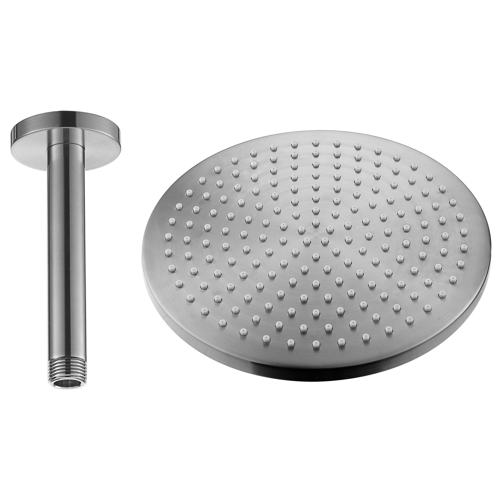 Levo 250mm Design Air-Mixed Rainshower & Ceiling Shower Arm - Brushed Nickel