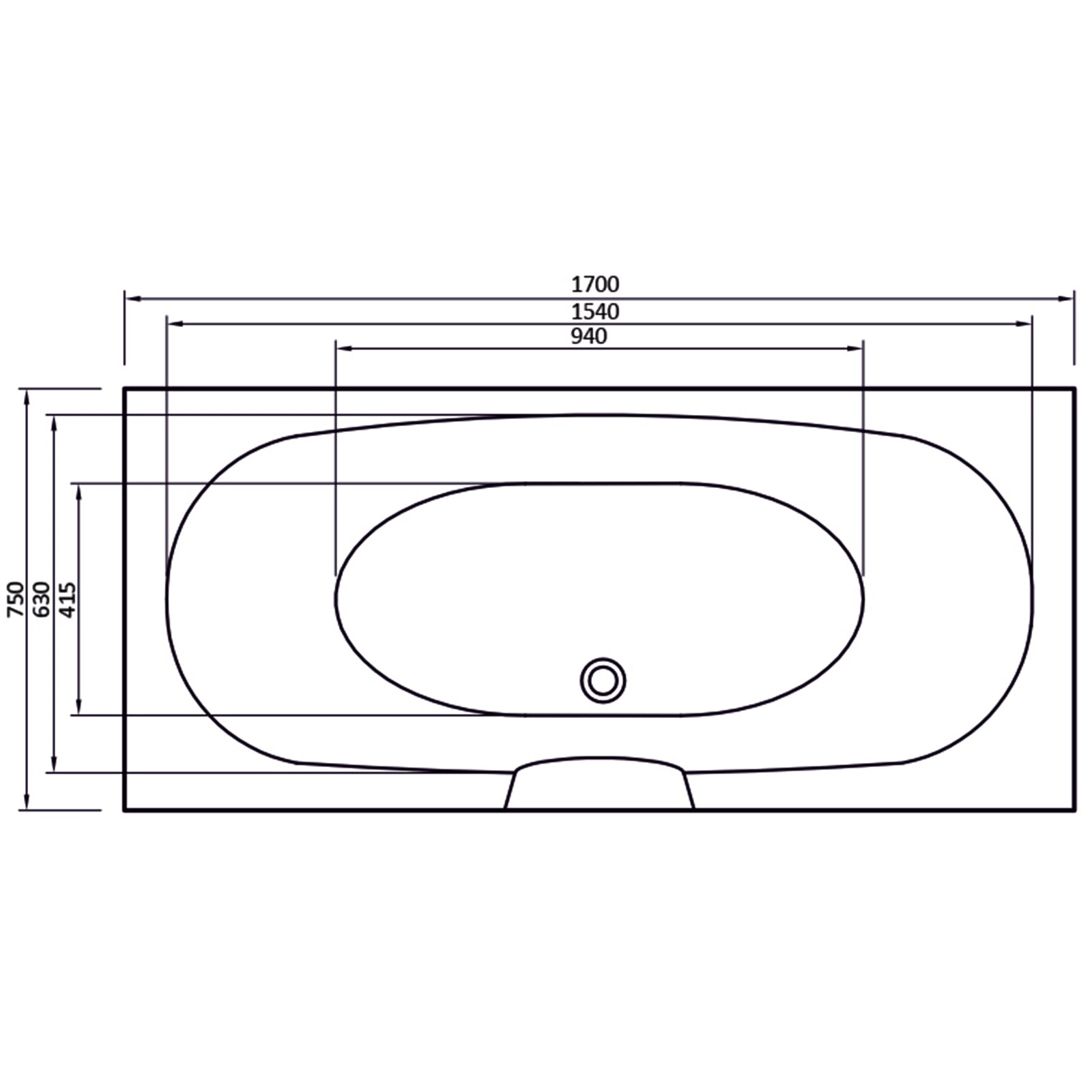 Nebraska Double Ended Superspec Whirlpool Bath - Option 5