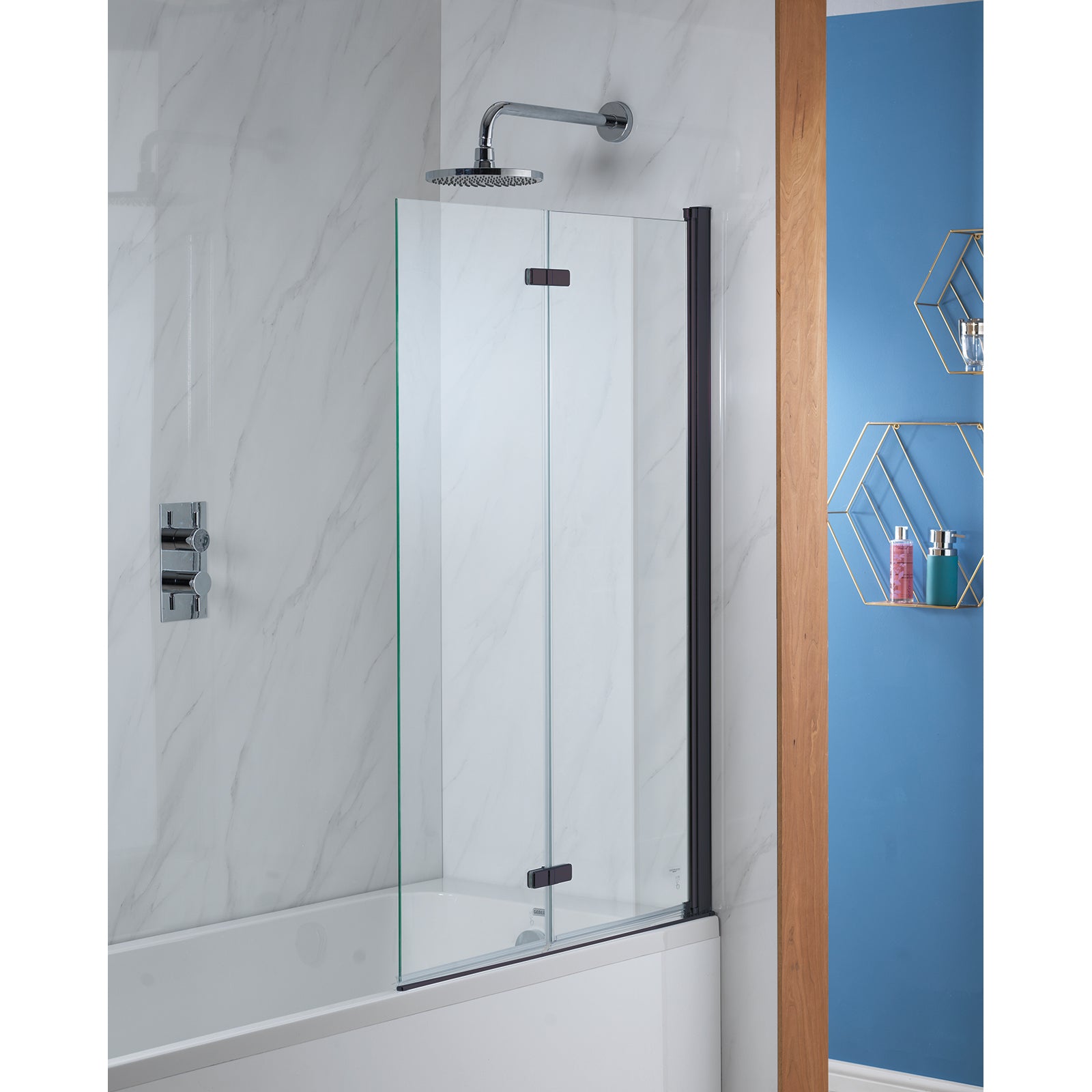 Genesis Deluxe 2-Fold Bath Screen - Matt Black Frame