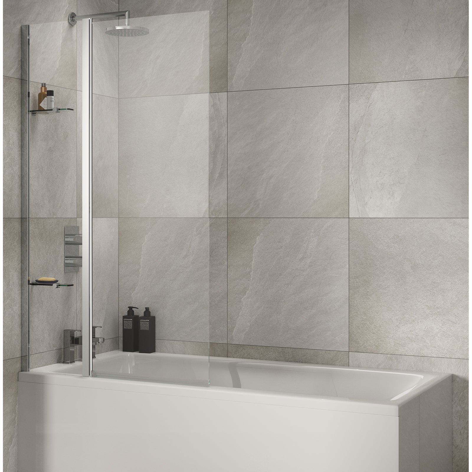 Sommer Extended Square Bath Screen with Fixed Panel