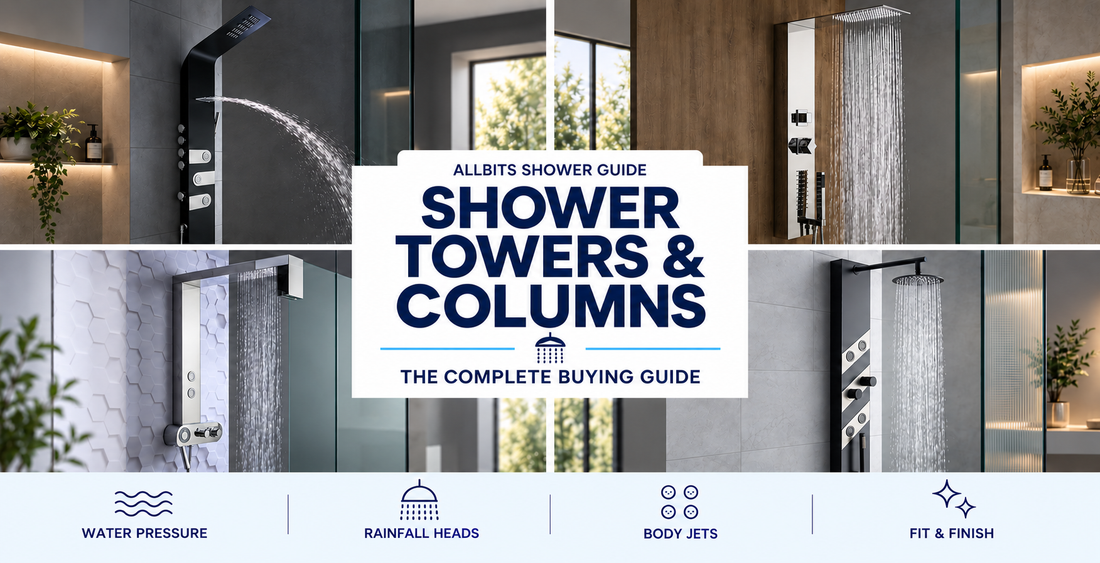 Shower towers and columns buying guide featuring rainfall heads, handsets and body jets