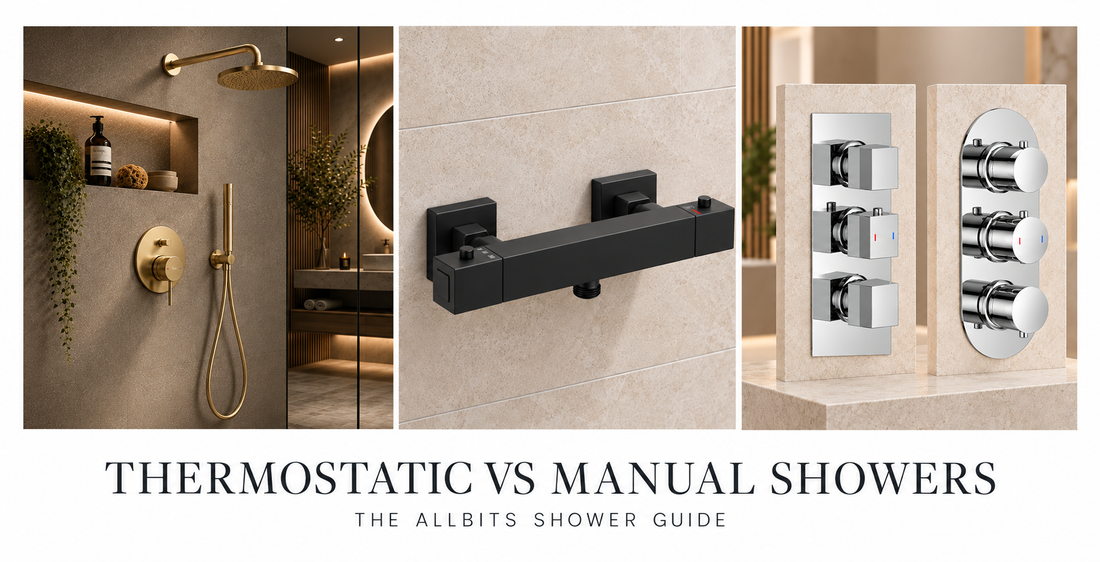 - Thermostatic versus manual showers guide comparing shower valve controls and temperature stability