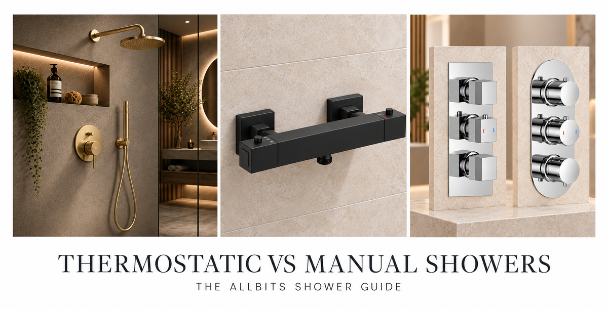 - Thermostatic versus manual showers guide comparing shower valve controls and temperature stability