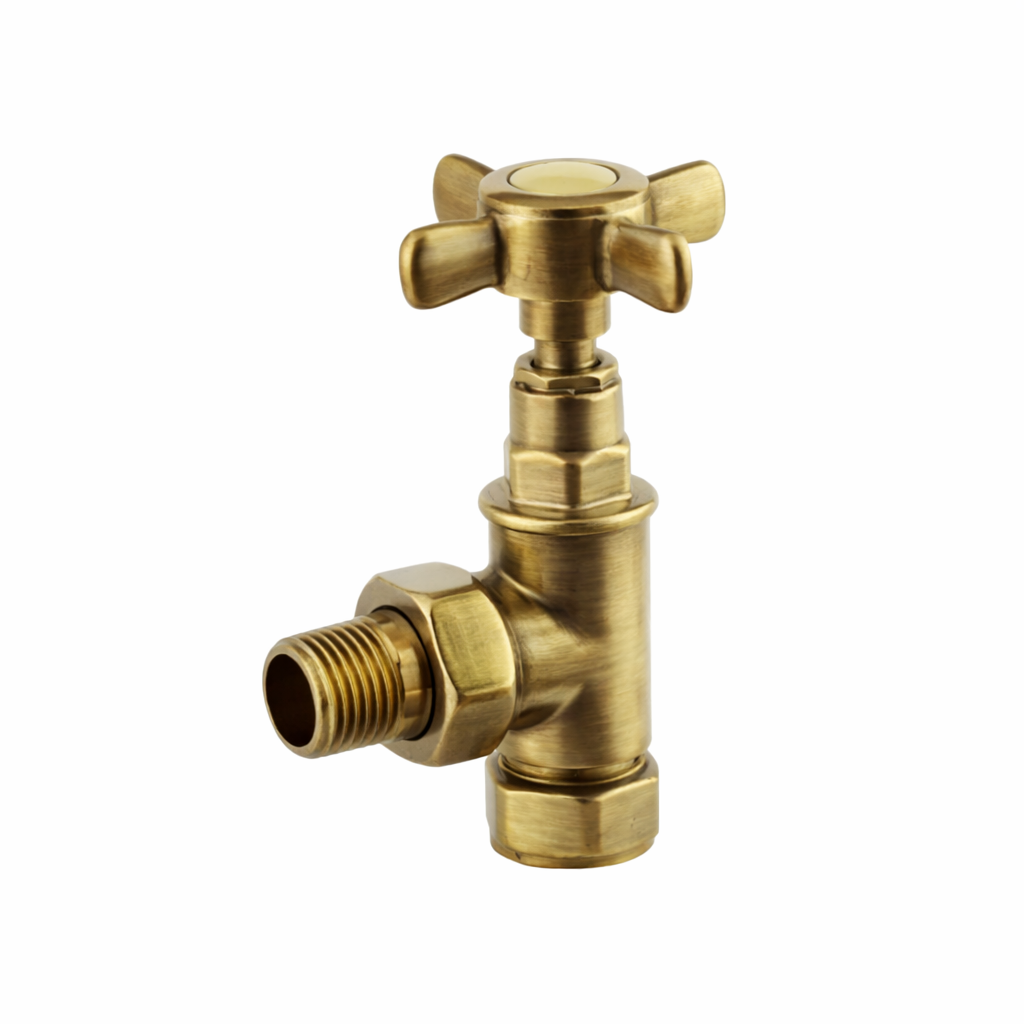Traditional Crosshead Valve Pack (pair) Angled - Antique Brass