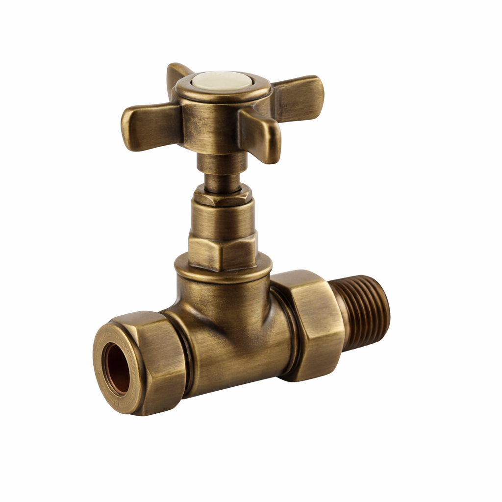 Traditional Crosshead Valve Pack (pair) Straight - Antique Brass