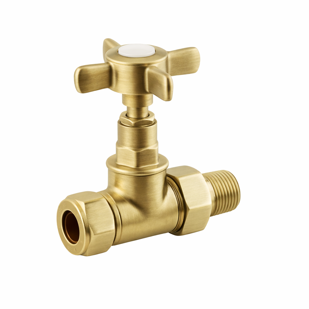 Traditional Crosshead Valve Pack (pair) Straight - Brushed Brass