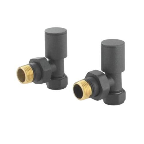 Minimalist Round Radiator Valve Pack (pair) Angled - Anthracite