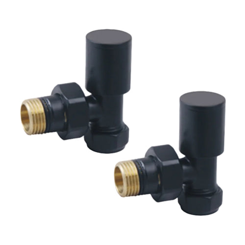 Minimalist Round Radiator Valve Pack (pair) Angled - Black