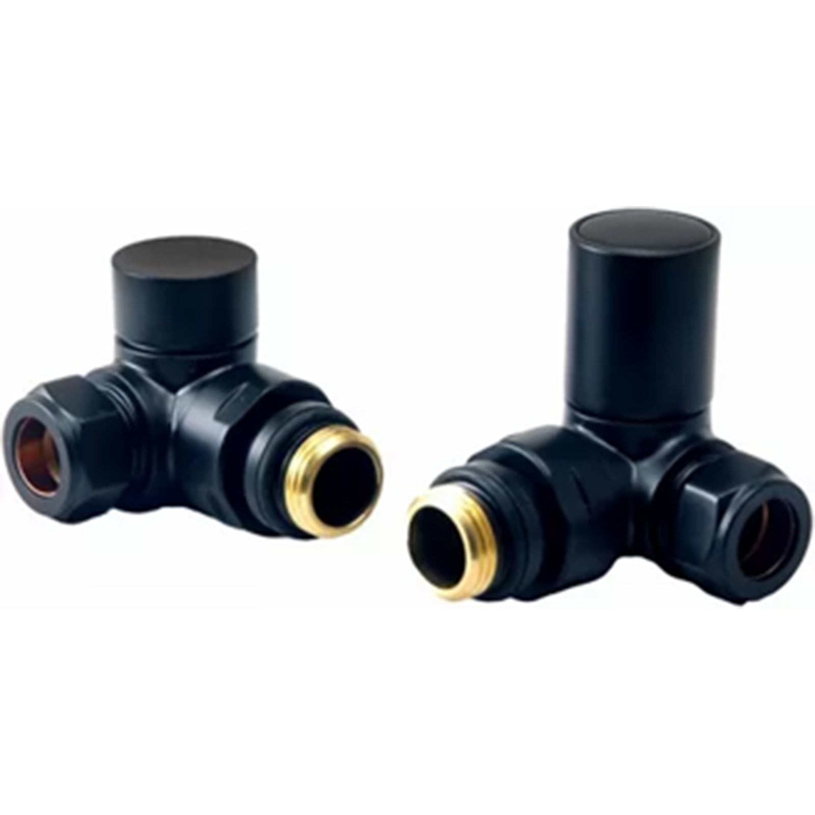 Round Radiator Valve Pack (pair) Corner - Black