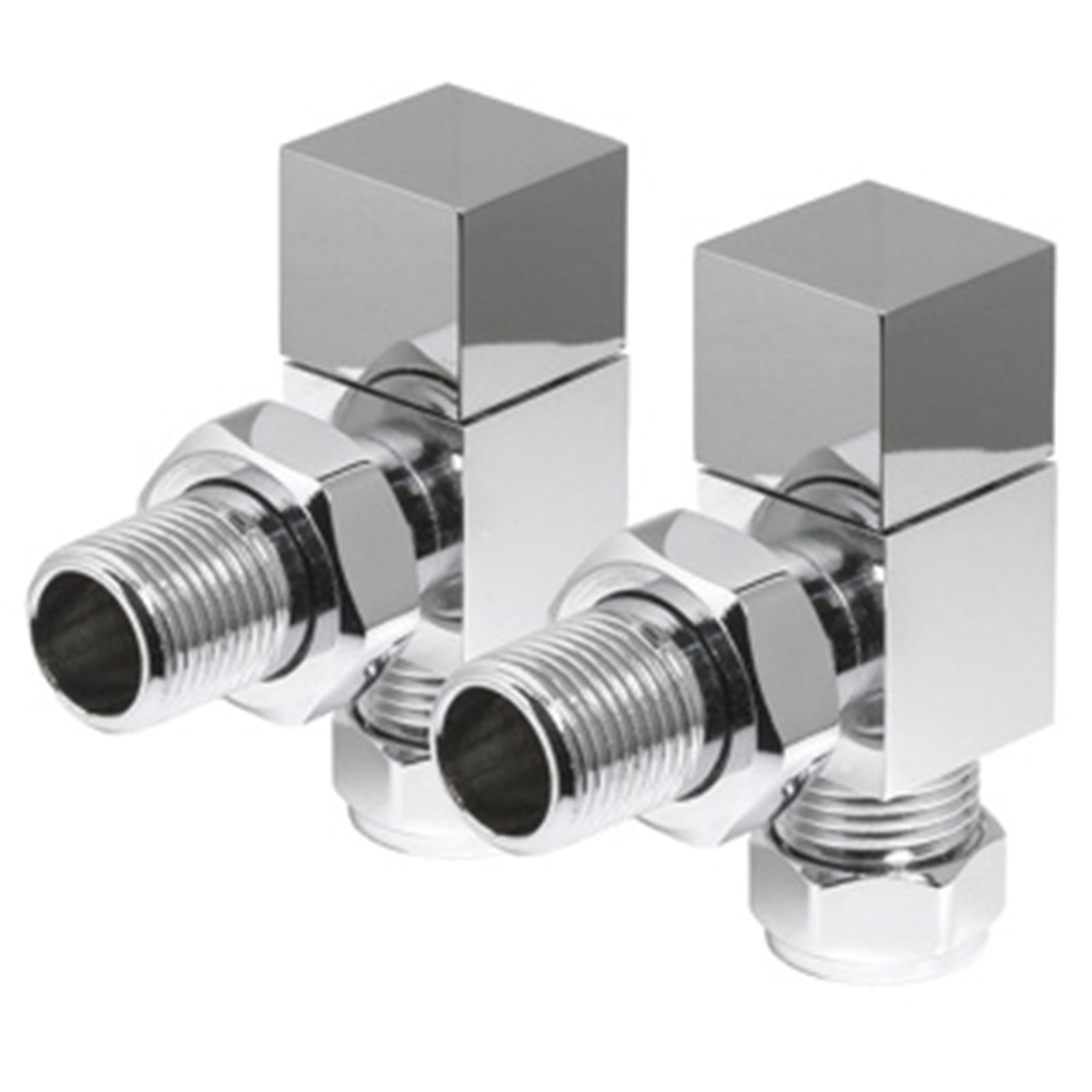 Square Radiator Valve Pack (pair) Angled - Chrome – Allbits Bathrooms