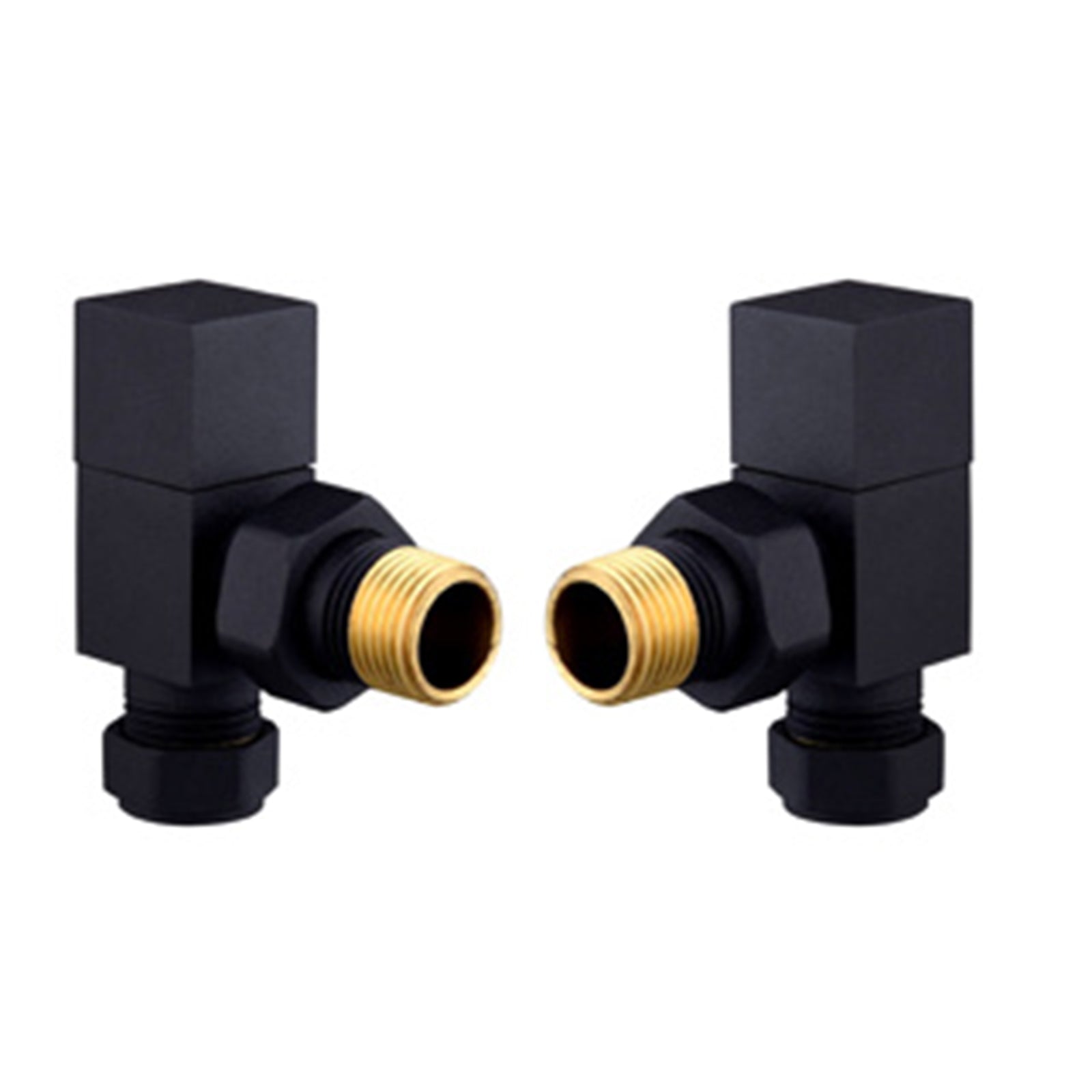Square Radiator Valve Pack (pair) Angled - Black