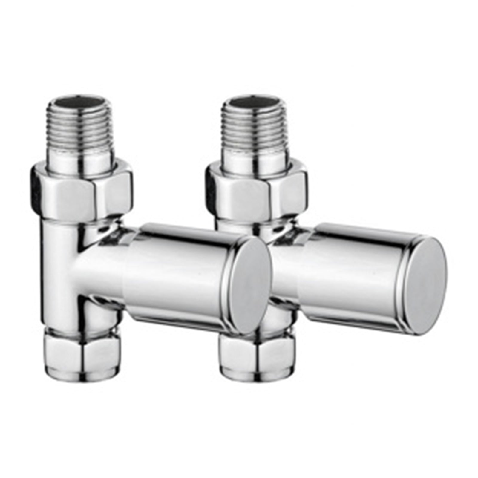 Round Radiator Valve Pack (pair) Straight - Chrome