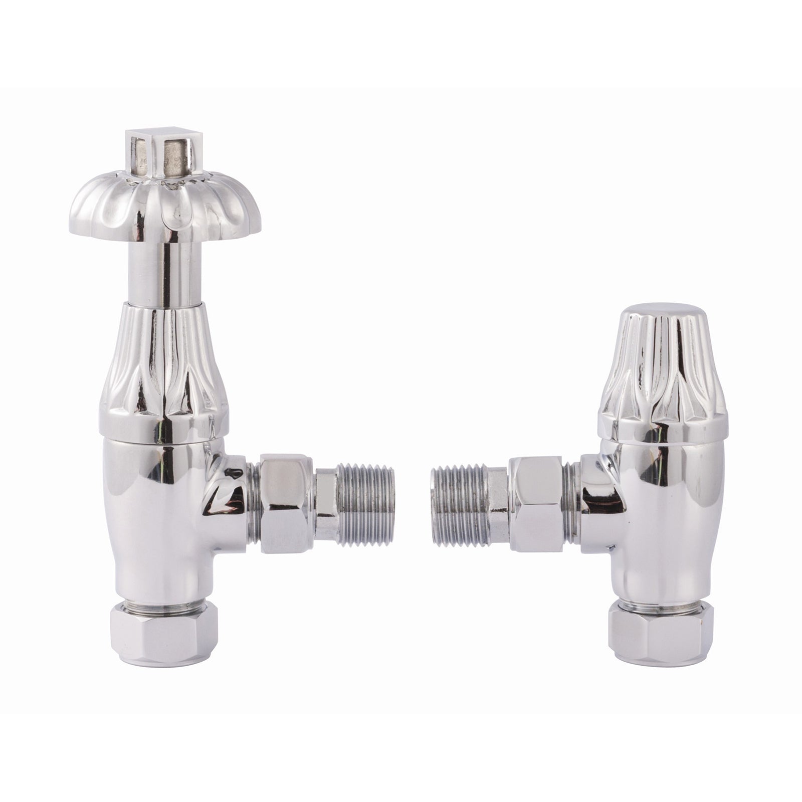 Traditional Thermostatic Radiator Valve Pack with LockShield Angled - Chrome