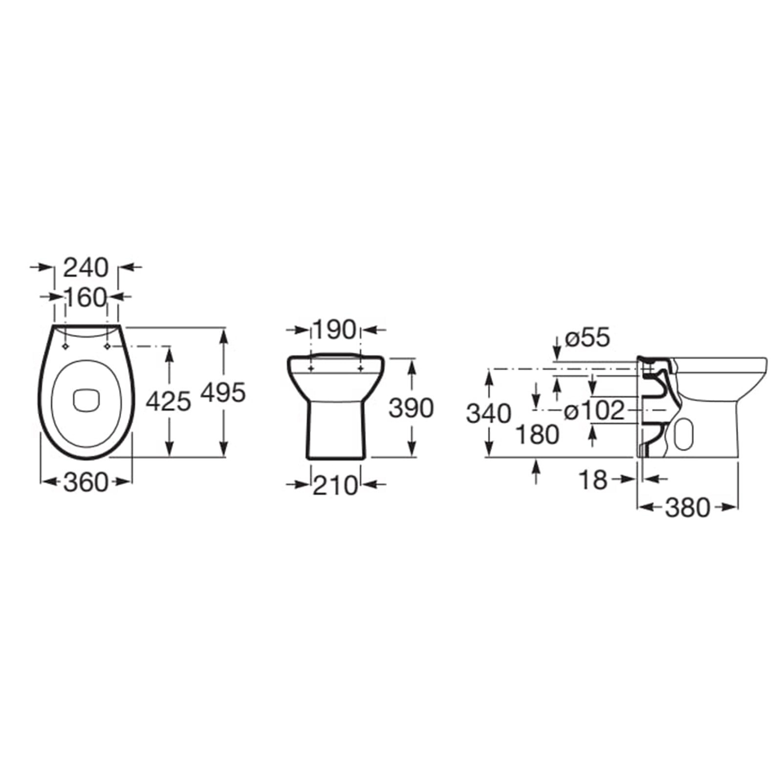 Roca Laura Back to Wall Pan