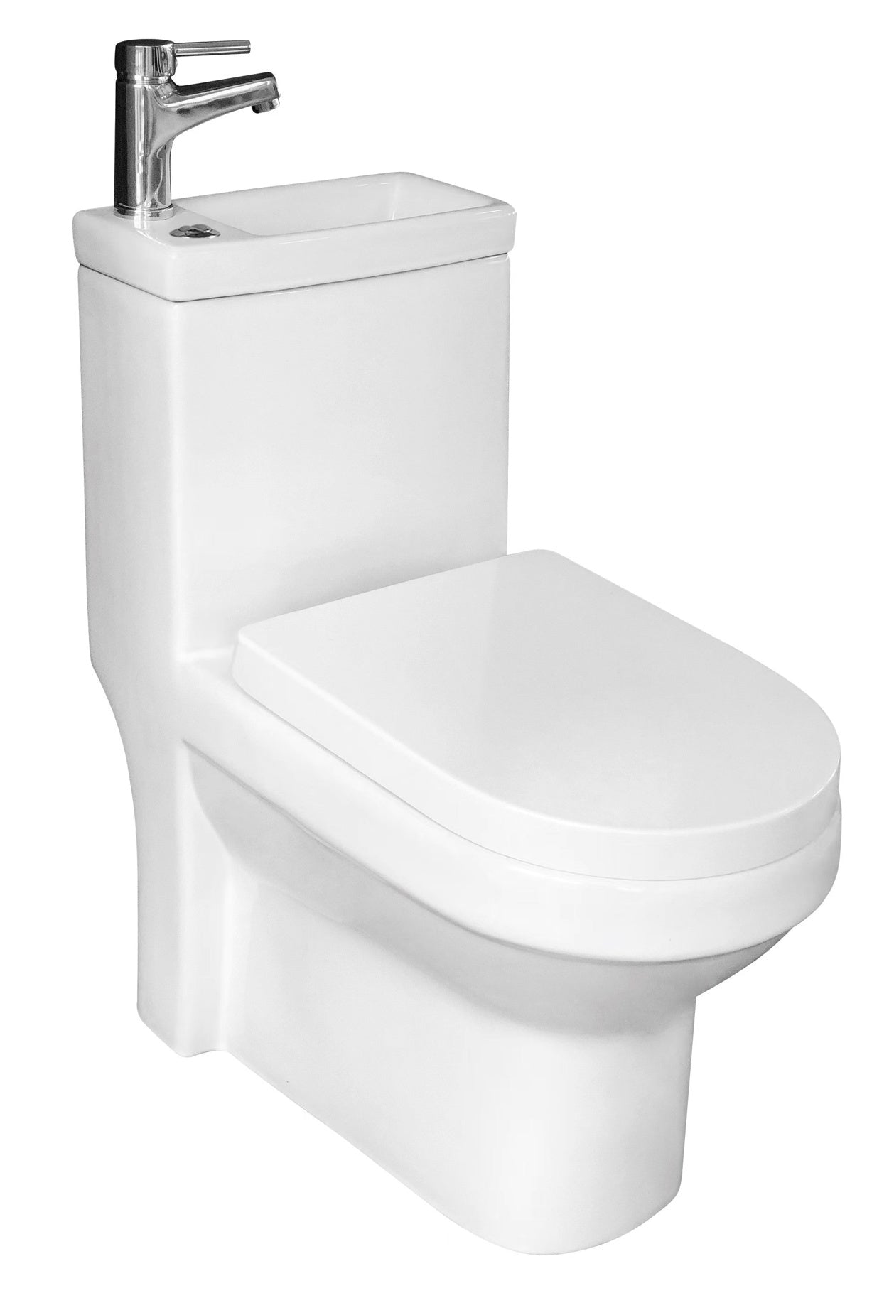 2-in-1 Space Saving Basin & WC Suite with Soft Close Seat & Basin Mixer Tap