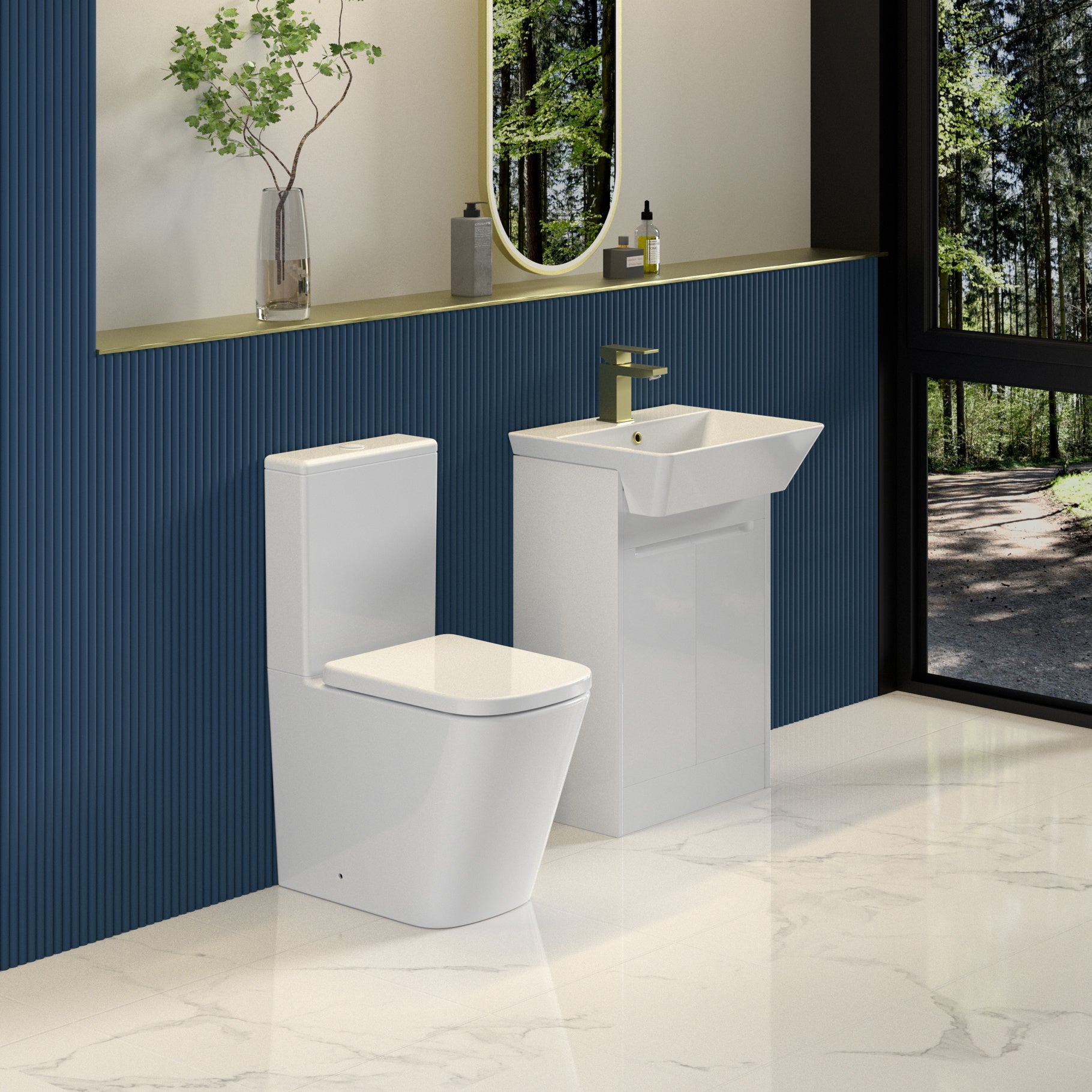 Bedgebury Square Rimless Close Coupled WC with Cistern – Closed Back
