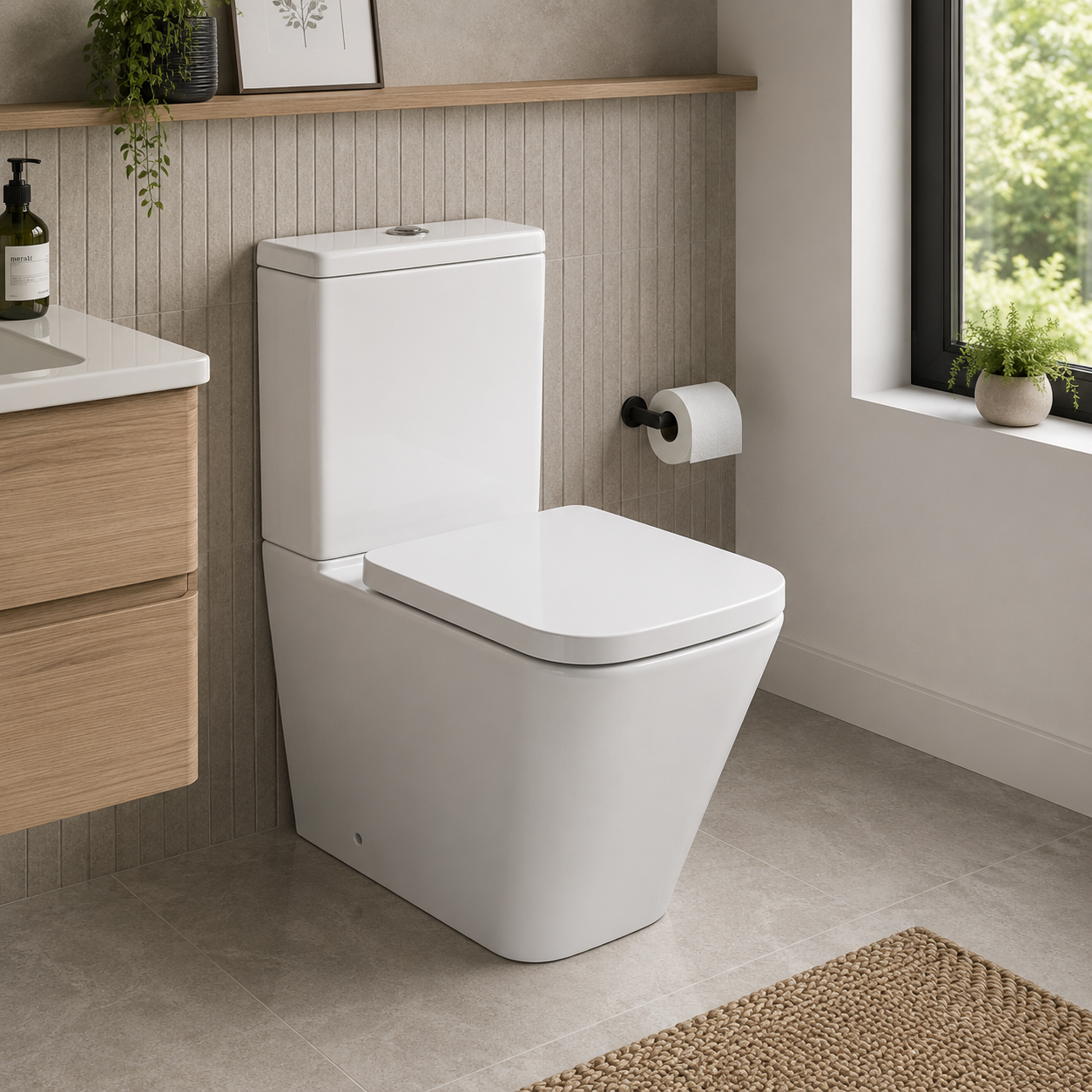 Bedgebury Square Rimless Close Coupled WC with Cistern – Closed Back