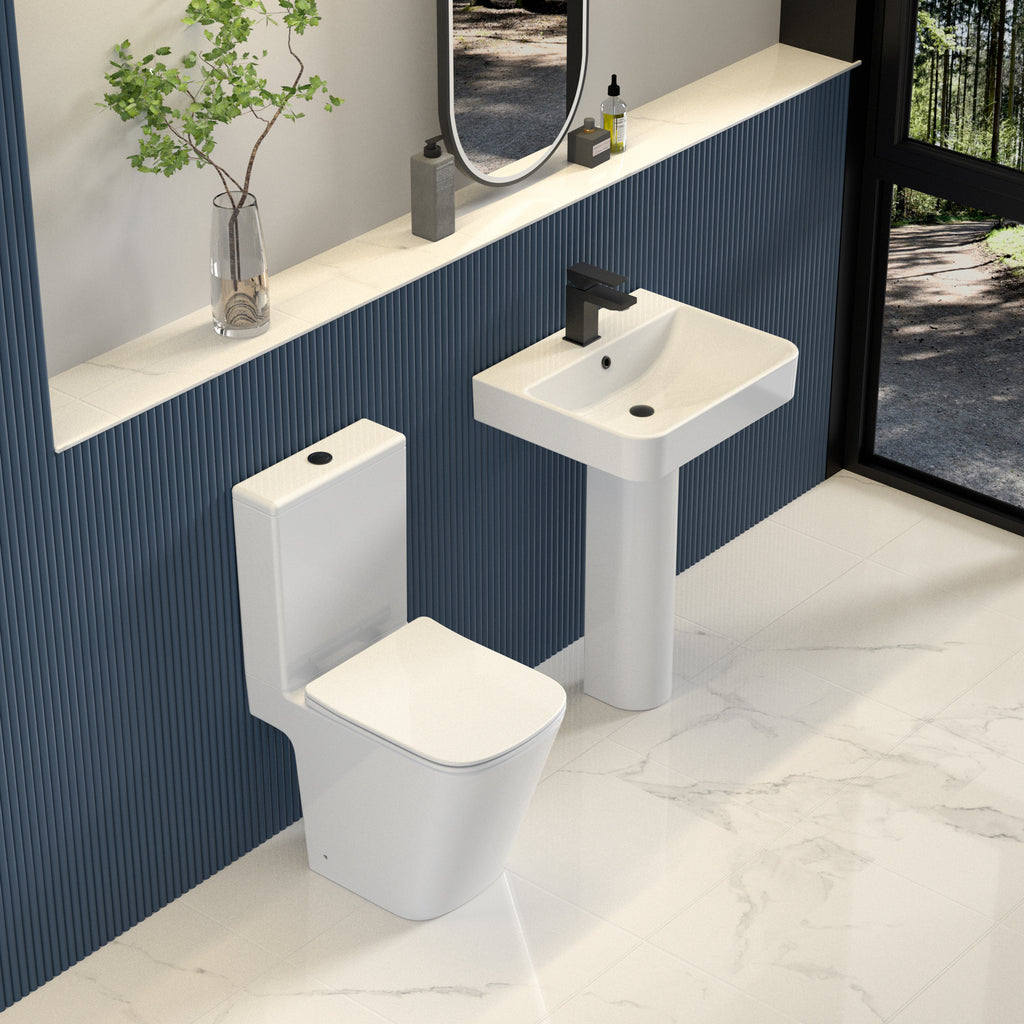 Bedgebury Square Rimless Close Coupled WC with Cistern – Open Back