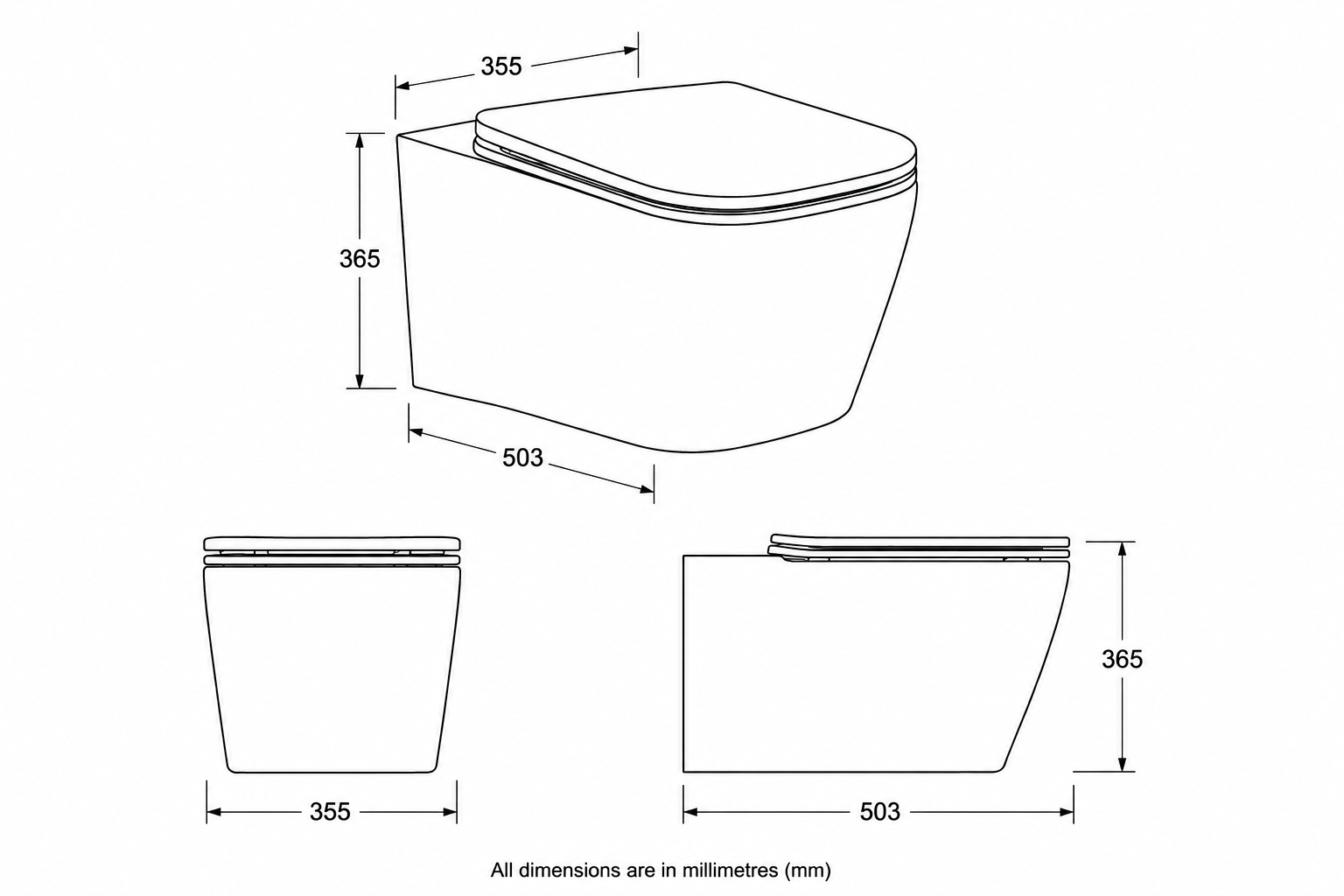 Bedgebury Square Wall Hung Rimless WC Pan with Tornado Flush
