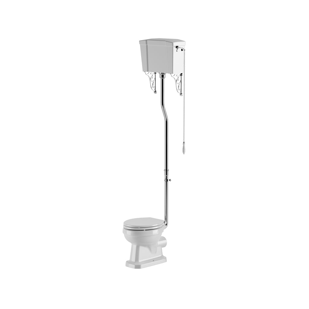 The Pantiles Traditional High Level WC Suite with Pull Chain Flush – 700mm Projection – Chrome or Brushed Brass