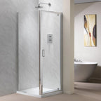 Genesis 6mm Pivot Doors - Polished Silver