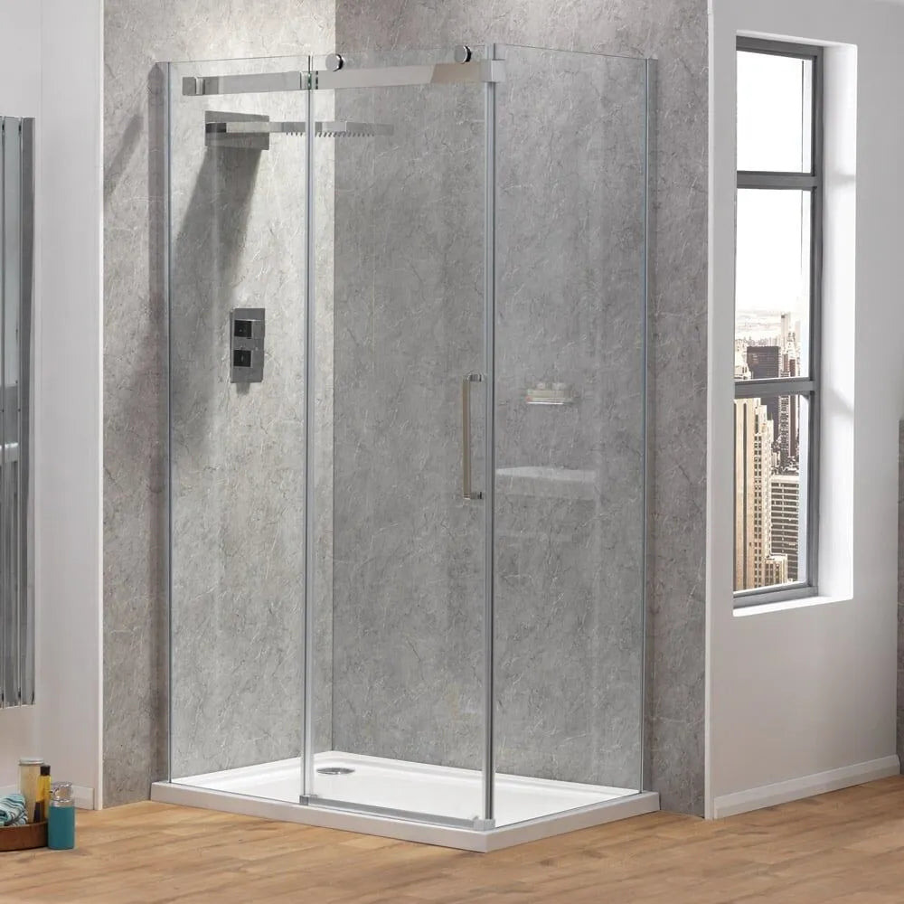 Premier Roller Sliding Door Polished Silver Frame