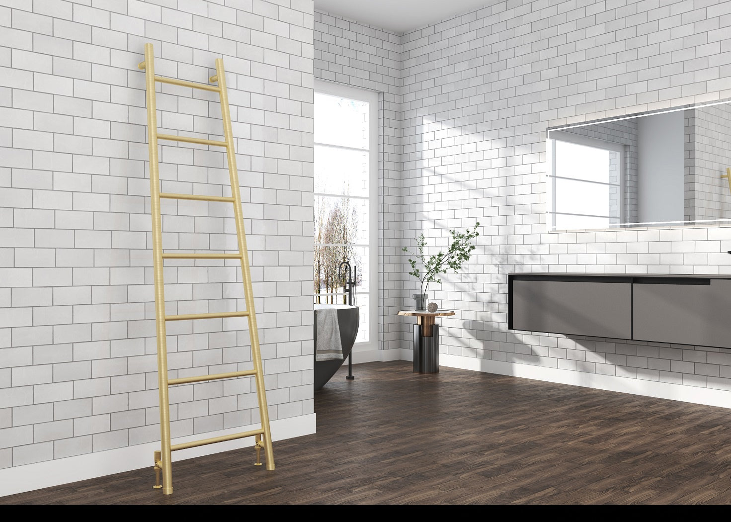 Speldhurst 1800 x 500mm Ladder Towel Rail - Brushed Brass