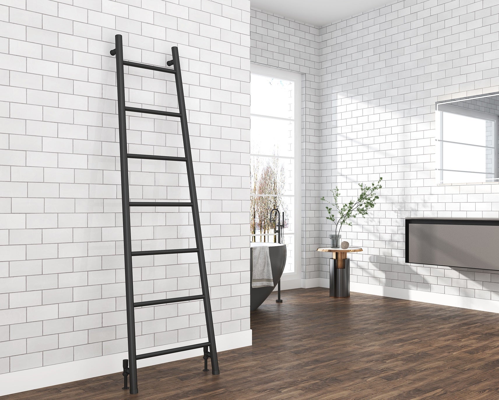 Speldhurst 1800 x 500mm Ladder Towel Rail - Matt Black