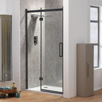 Premier Hinged Door & Inline Panel - Black Frame