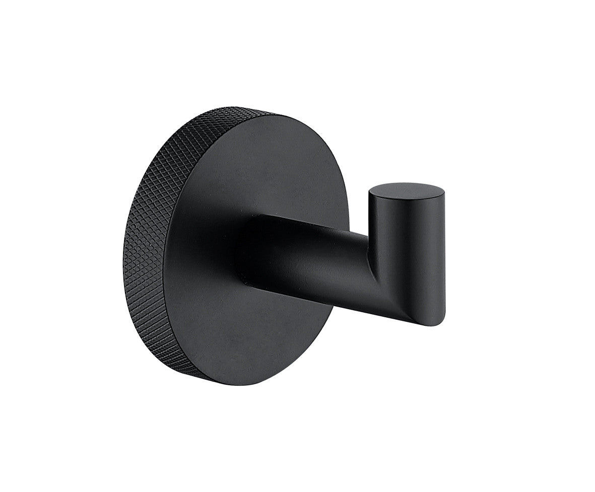 Tudeley Knurled Robe Hook | Chrome, Matt Black, Gunmetal Grey & Matt Brushed Brass