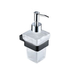 Bedgebury Matt Black Wall Mounted Soap Dispenser | Frosted Glass & Brass Bathroom Accessory