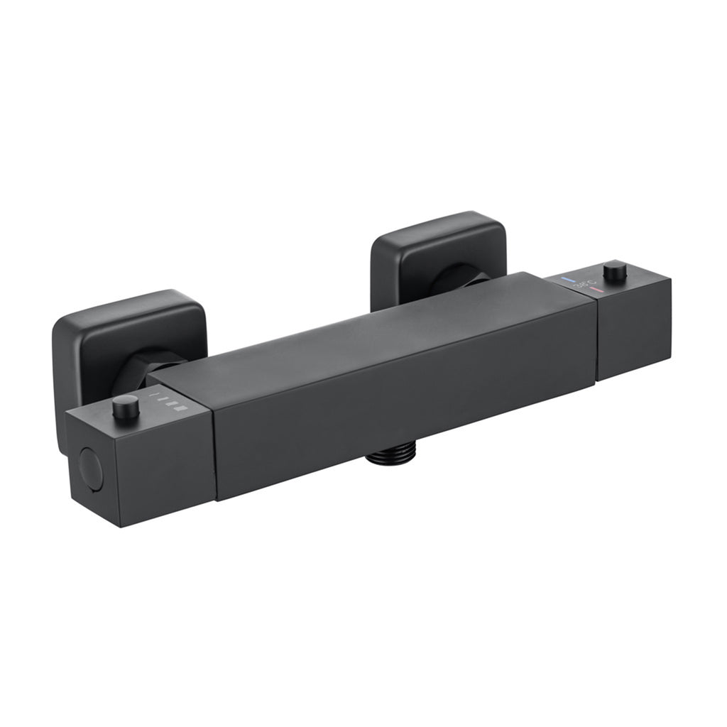 Bedgebury Square Thermostatic Bar Shower Valve – Matt Black