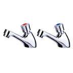 Non-Concussive Chrome Basin Taps (Pair) – Self-Closing Push Taps