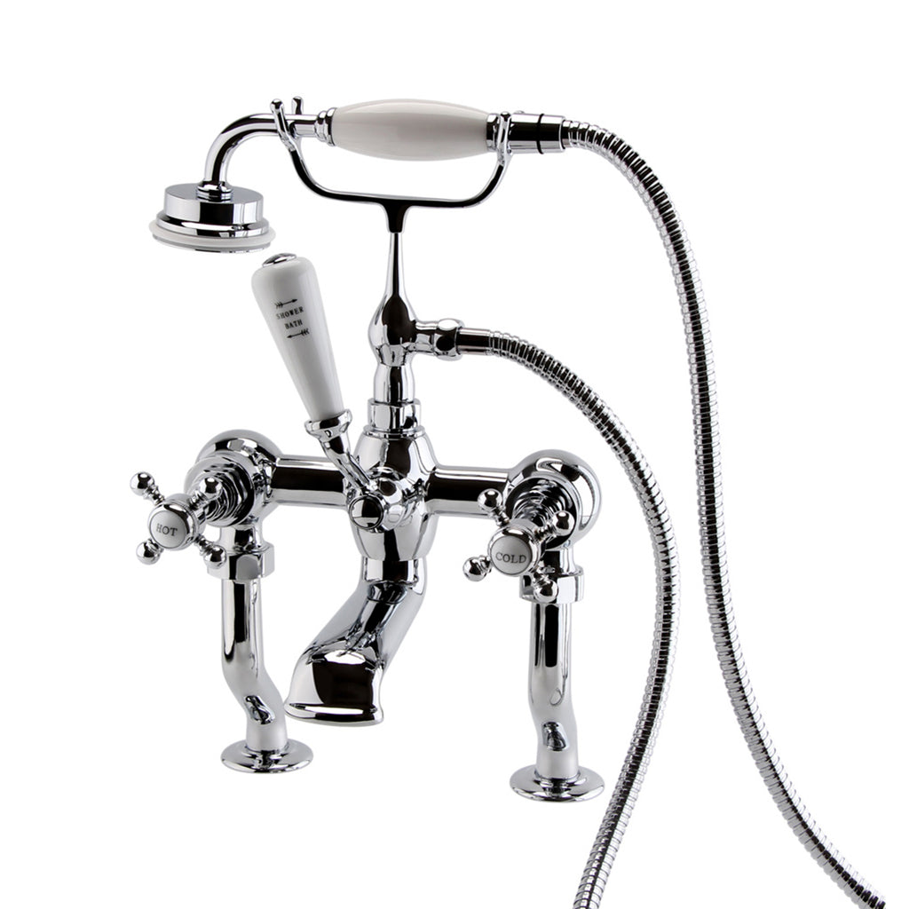 The Pantiles Traditional Deck Mounted Bath Shower Mixer with Shower Kit – Chrome