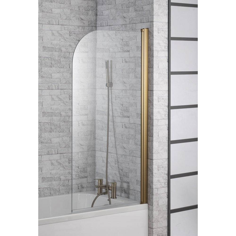 Genesis 6mm Brushed Brass Frame Curved Bath Screen