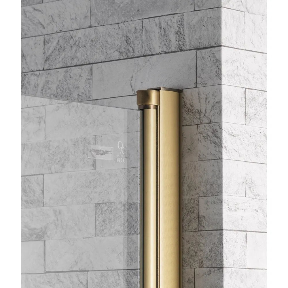 Genesis 6mm Brushed Brass Frame Curved Bath Screen