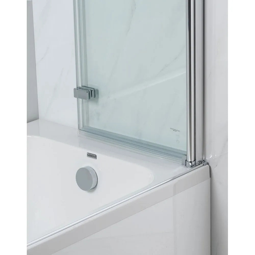 Genesis Deluxe 2-Fold Bath Screen - Matt Black Frame