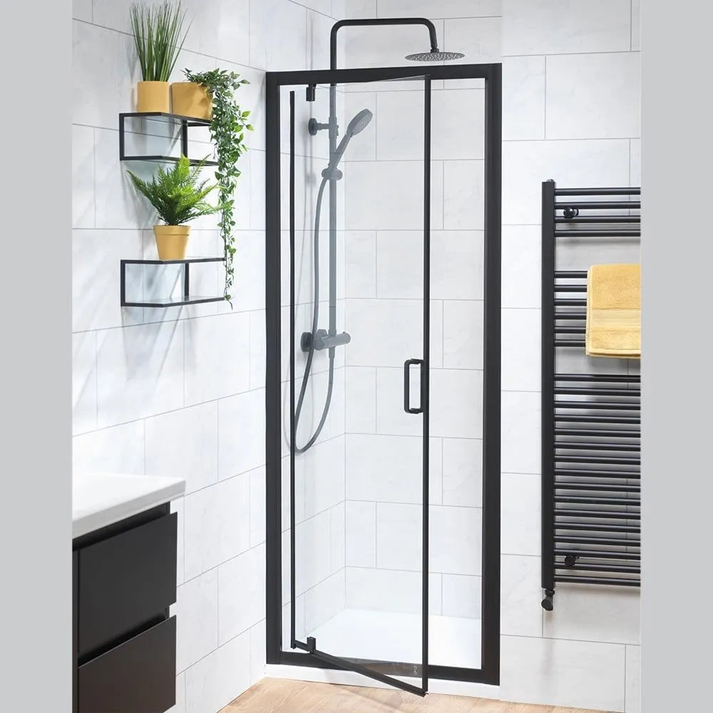 Genesis 6mm Pivot Doors - Matt Black