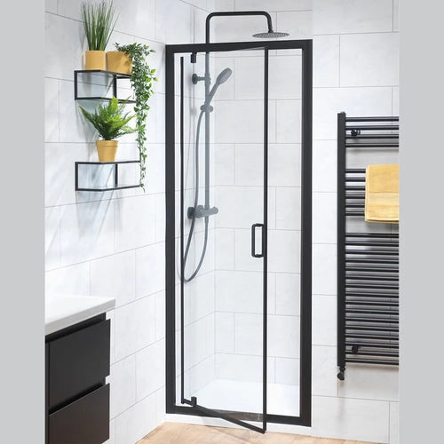 Genesis 6mm Matt Black Pivot Shower Door - 800mm & 900mm