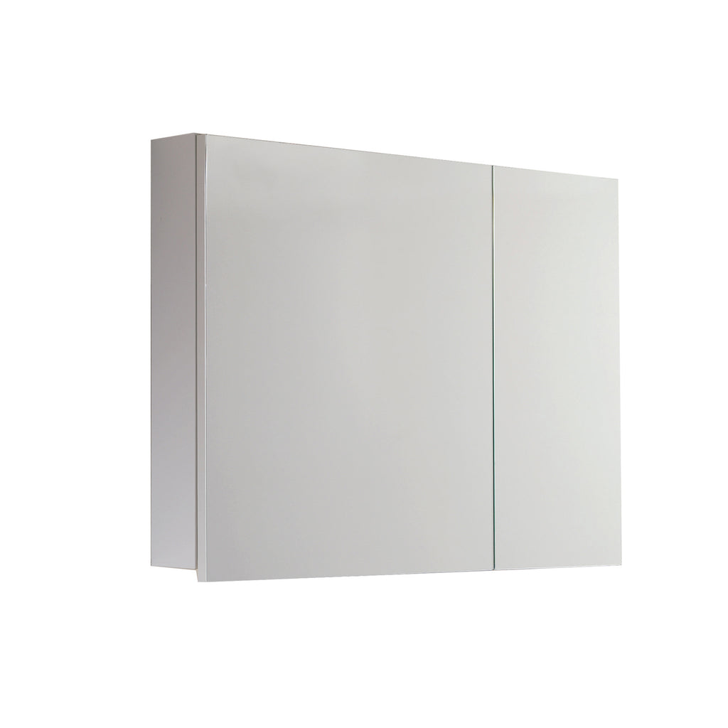 Genesis Options 600mm Double Door Mirrored Bathroom Cabinet - Gloss White