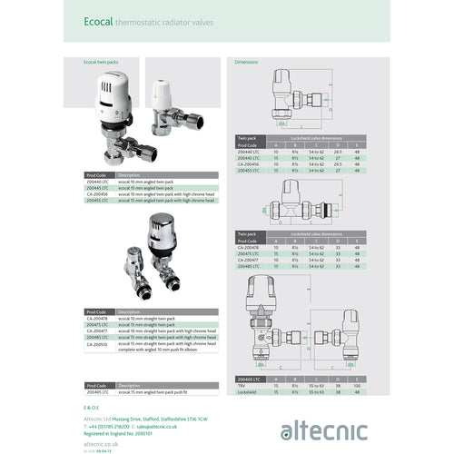 15mm Ecopac White Angled Radiator Valves