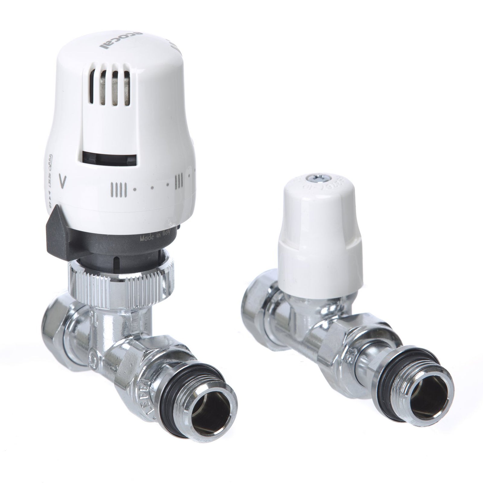 15mm Ecopac White Straight Radiator Valves