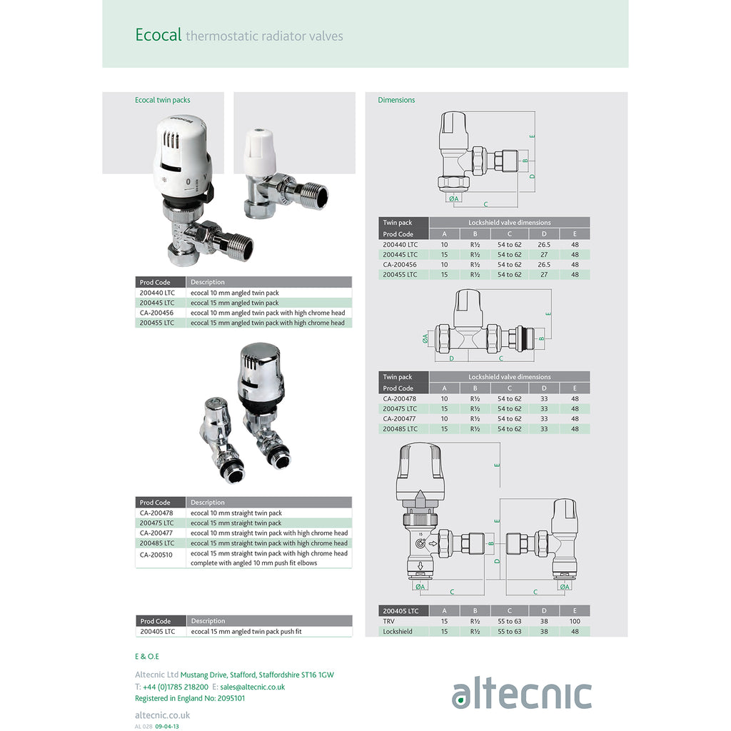 15mm Ecopac Chrome Straight Radiator Valves