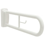 Comfort Double Hinged Support Arm with Integrated Toilet Roll Holder - White