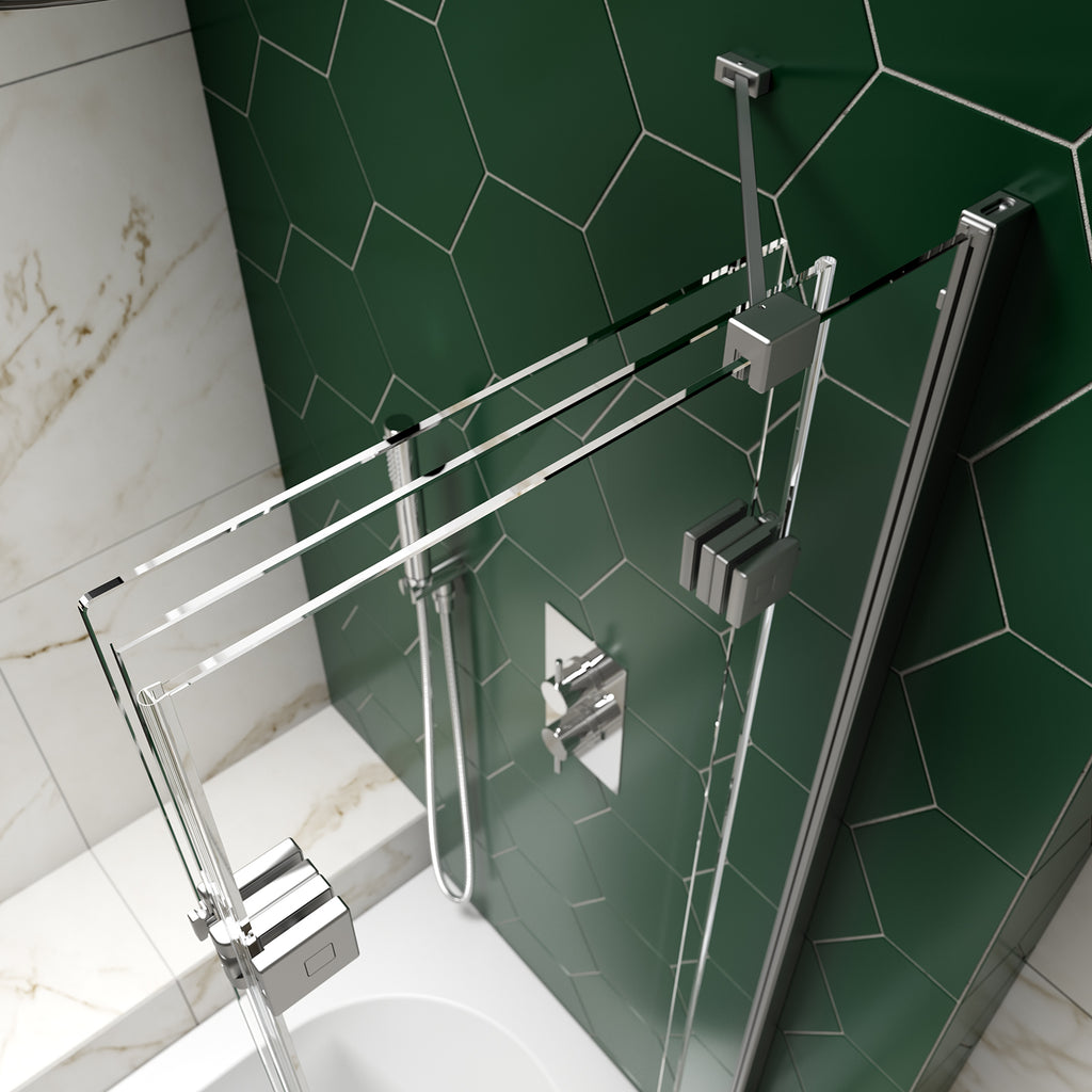 Kudos Inspire 2 Panel Outward Swinging 8mm Bath Screen With Towel Rail - Right Hand - Chrome